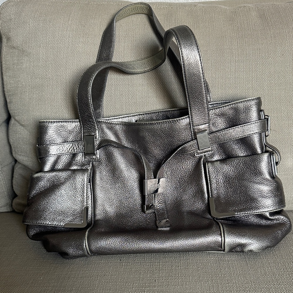 Michael Kors Silver Satchel Bag